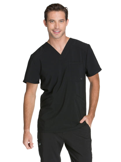 Men's Three-Pocket V-Neck Scrub Top - CK900A - Black