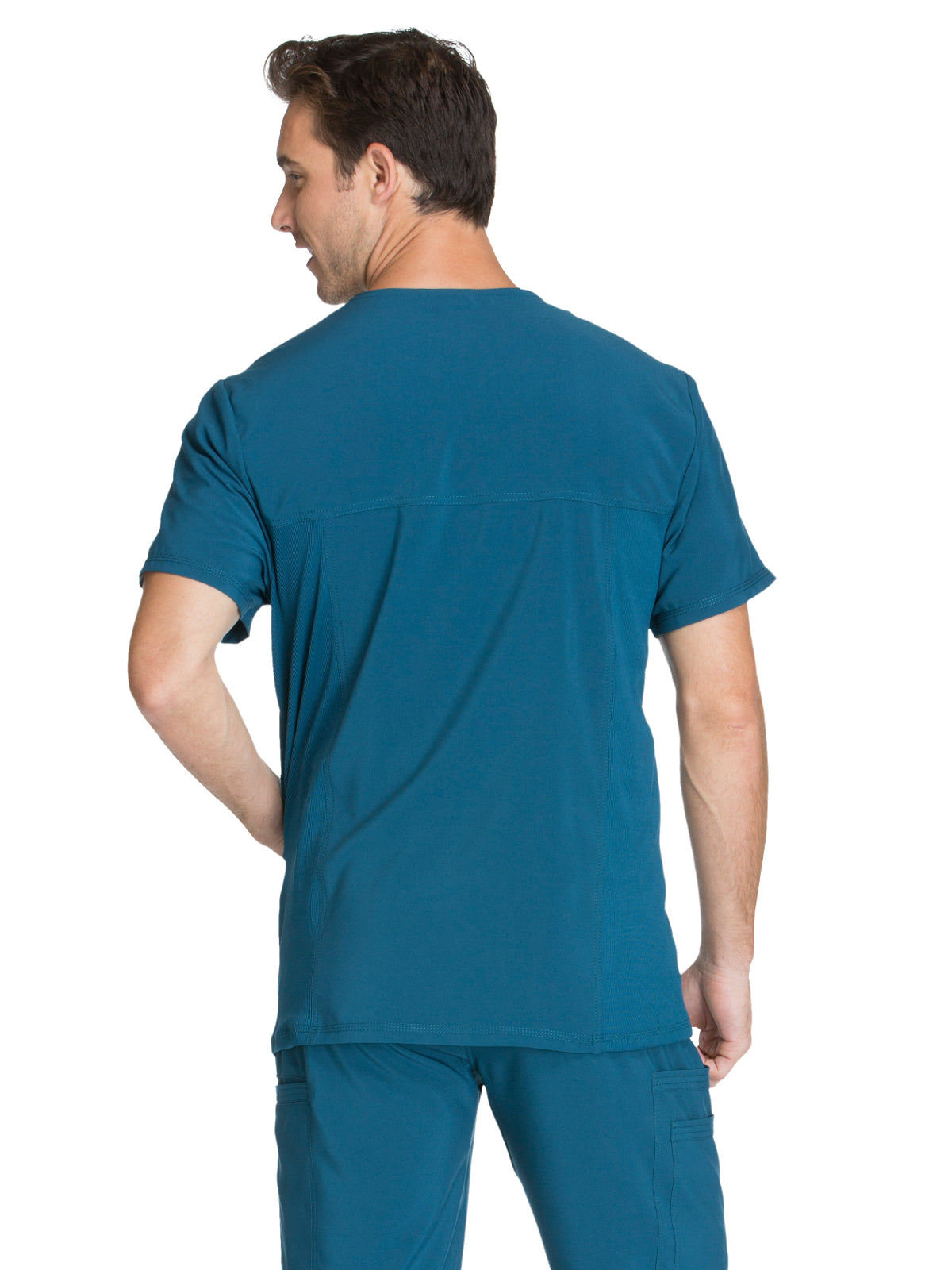 Men's Three-Pocket V-Neck Scrub Top - CK900A - Caribbean Blue