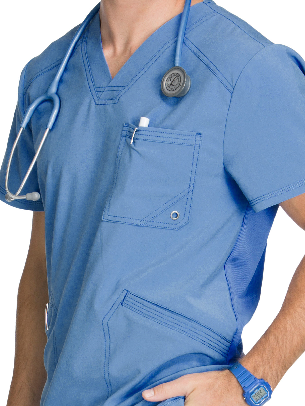 Men's Three-Pocket V-Neck Scrub Top - CK900A - Ciel