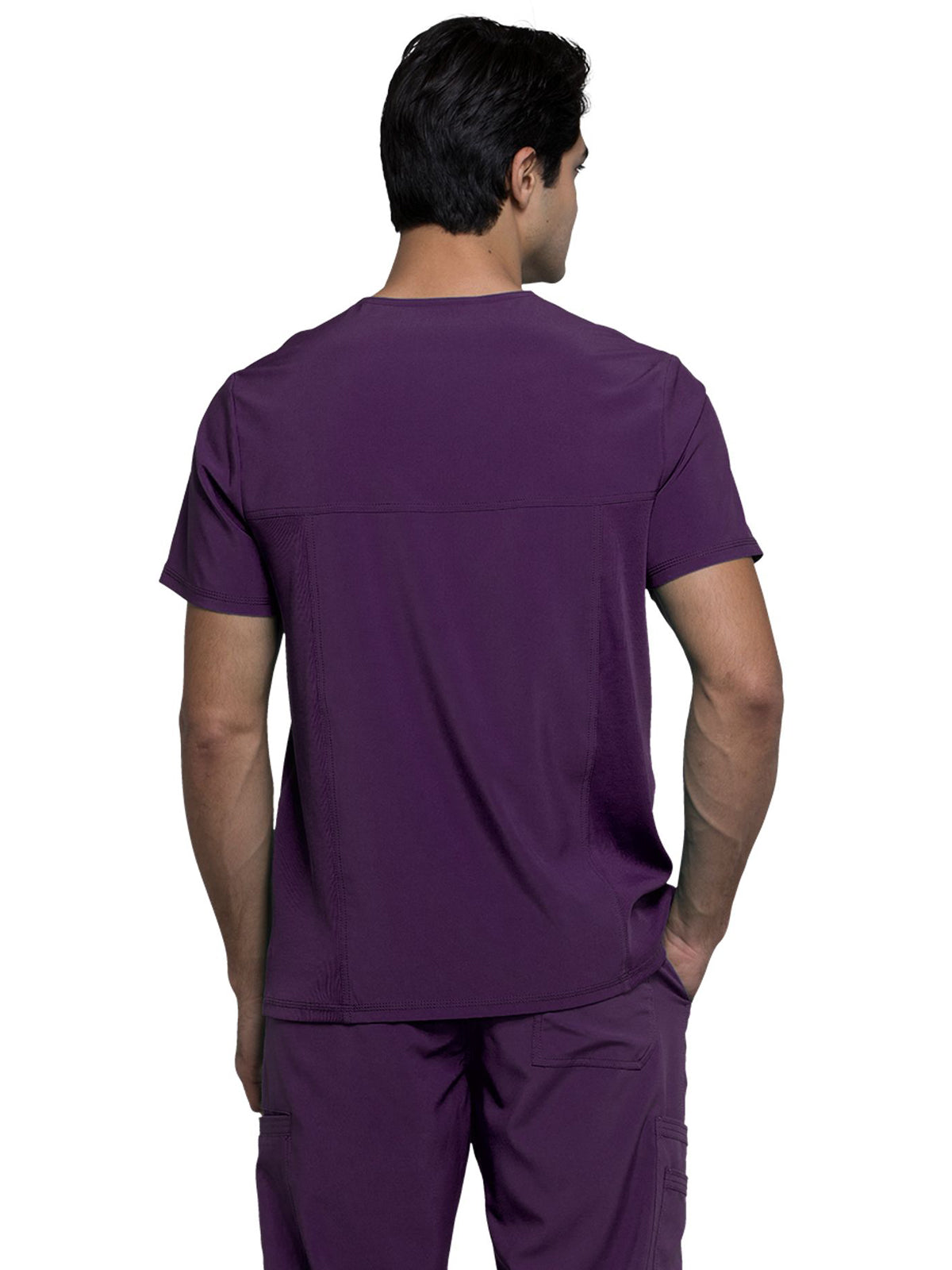 Men's Three-Pocket V-Neck Scrub Top - CK900A - Eggplant