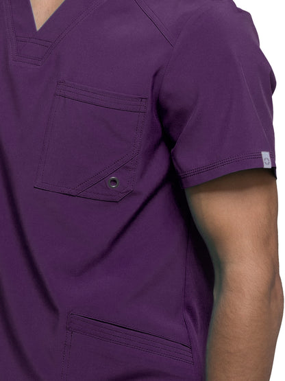 Men's Three-Pocket V-Neck Scrub Top - CK900A - Eggplant