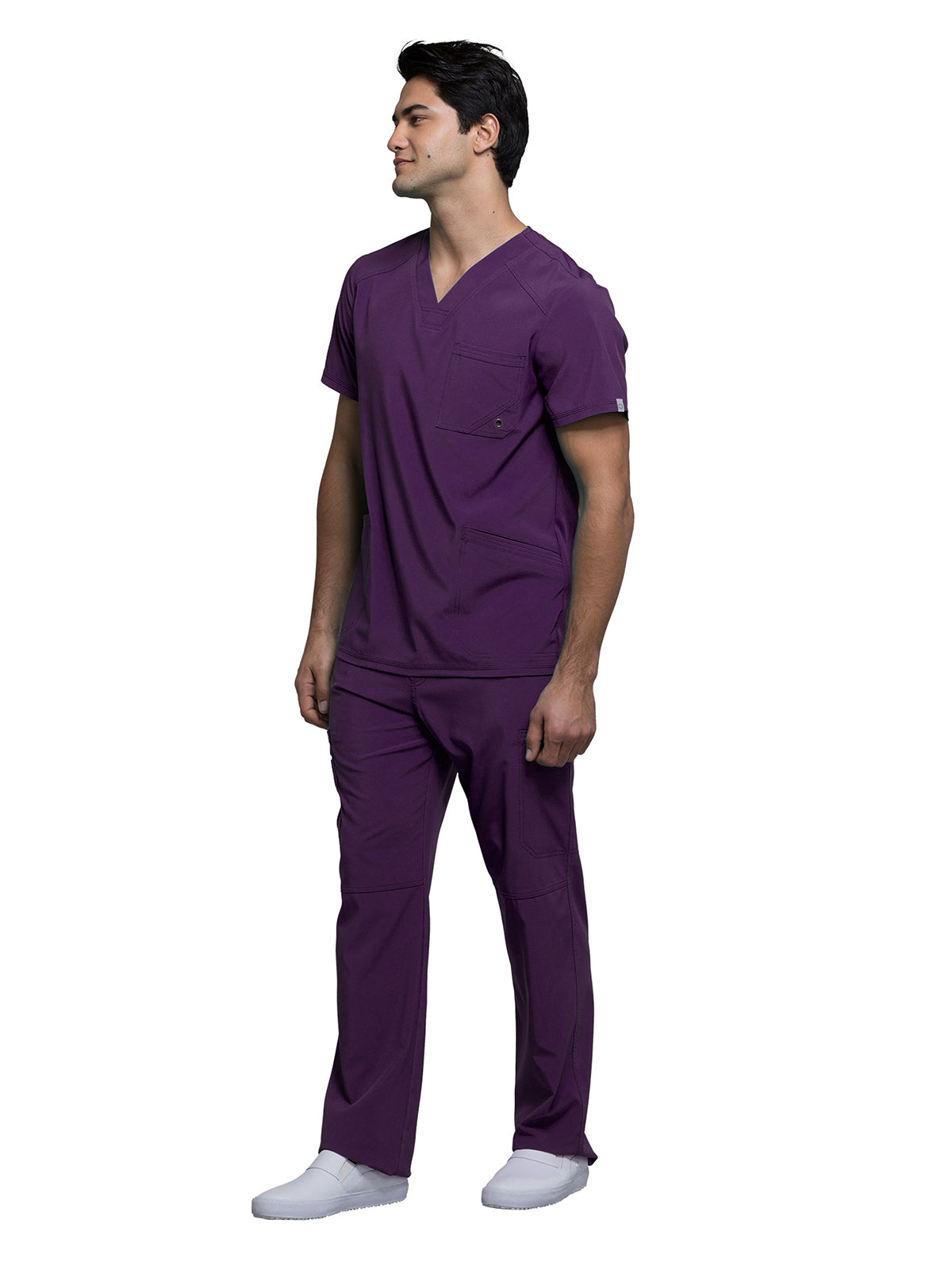 Men's Three-Pocket V-Neck Scrub Top - CK900A - Eggplant