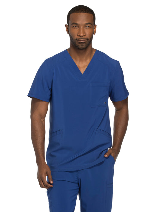 Men's Three-Pocket V-Neck Scrub Top - CK900A - Galaxy Blue