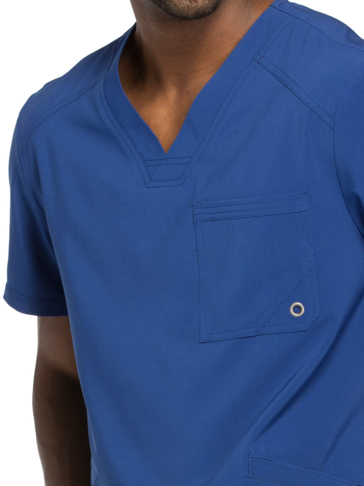 Men's Three-Pocket V-Neck Scrub Top - CK900A - Galaxy Blue