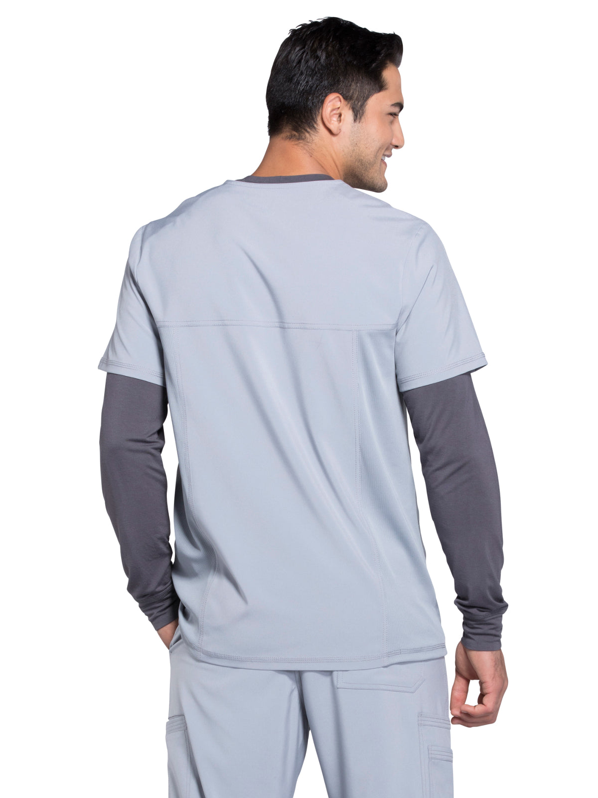 Men's Three-Pocket V-Neck Scrub Top - CK900A - Grey