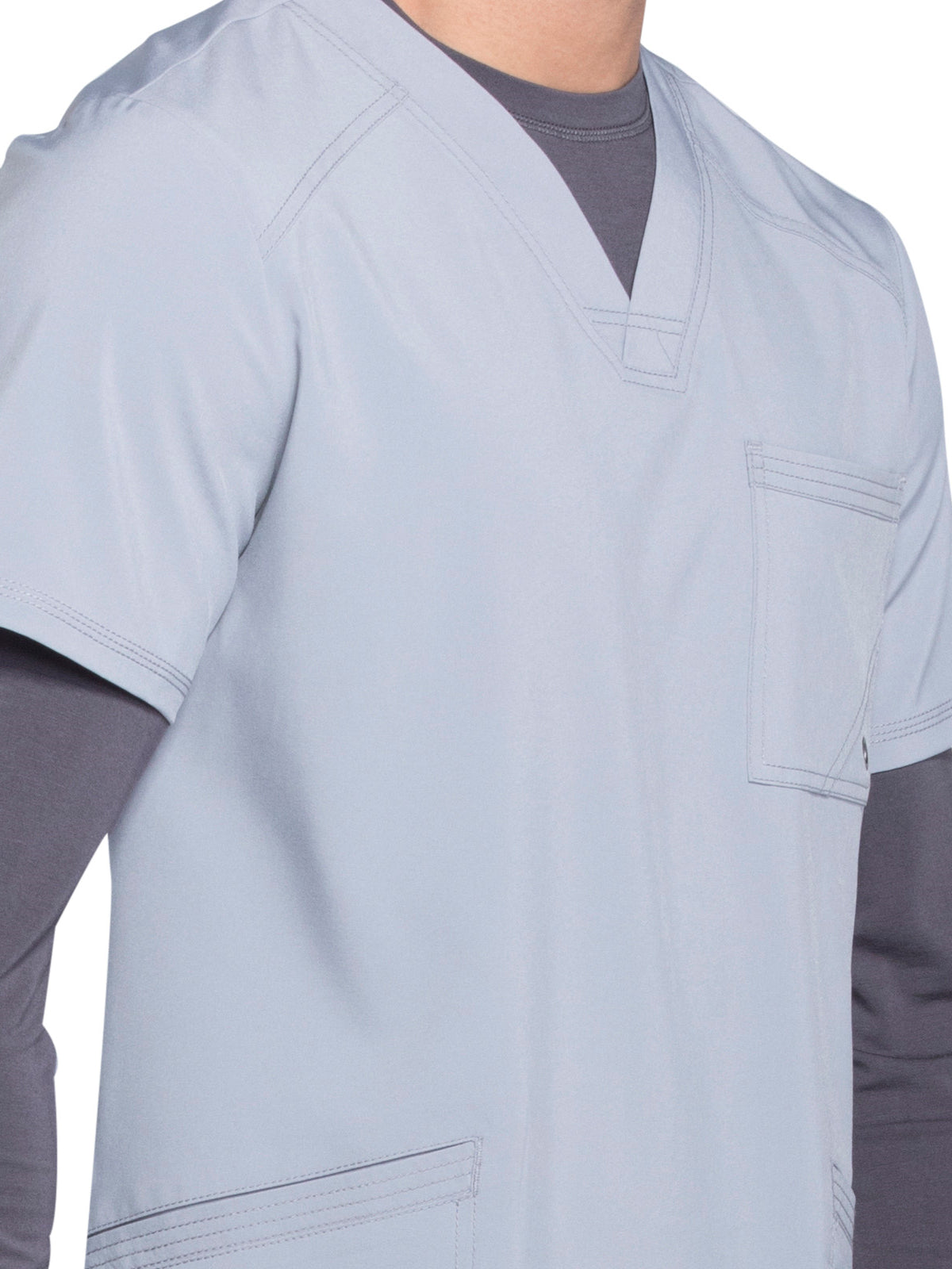 Men's Three-Pocket V-Neck Scrub Top - CK900A - Grey