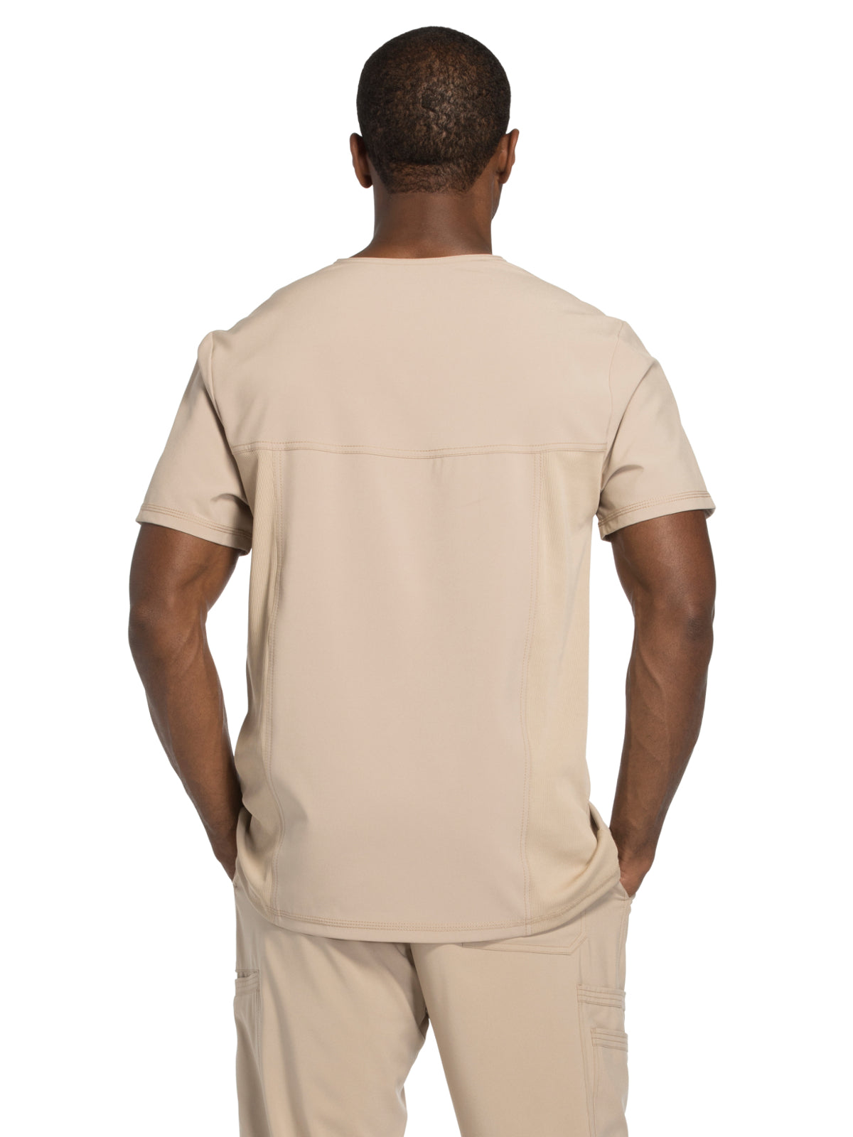 Men's Three-Pocket V-Neck Scrub Top - CK900A - Khaki