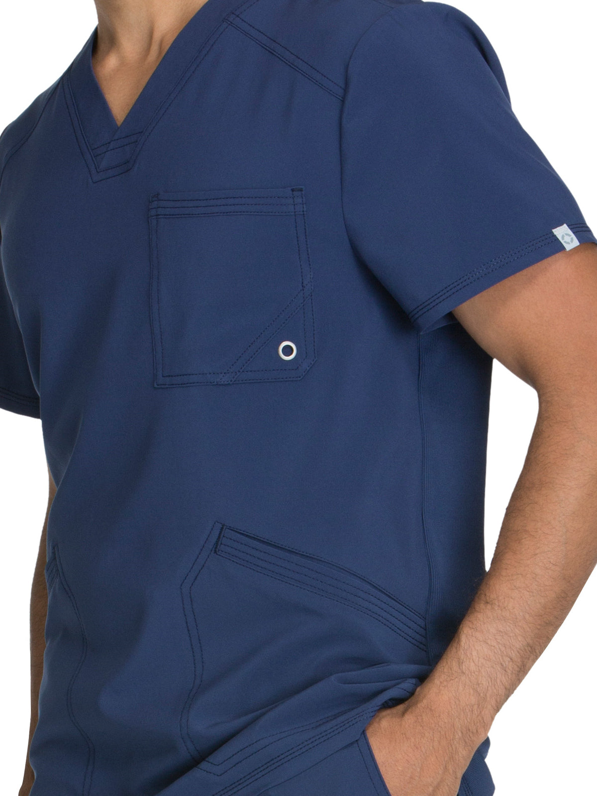 Men's Three-Pocket V-Neck Scrub Top - CK900A - Navy