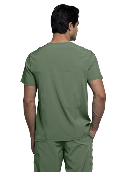 Men's Three-Pocket V-Neck Scrub Top - CK900A - Olive