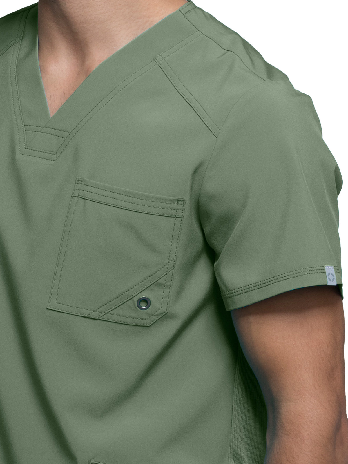 Men's Three-Pocket V-Neck Scrub Top - CK900A - Olive