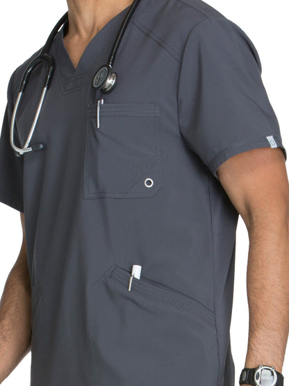 Men's Three-Pocket V-Neck Scrub Top - CK900A - Pewter