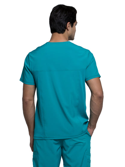 Men's Three-Pocket V-Neck Scrub Top - CK900A - Teal Blue