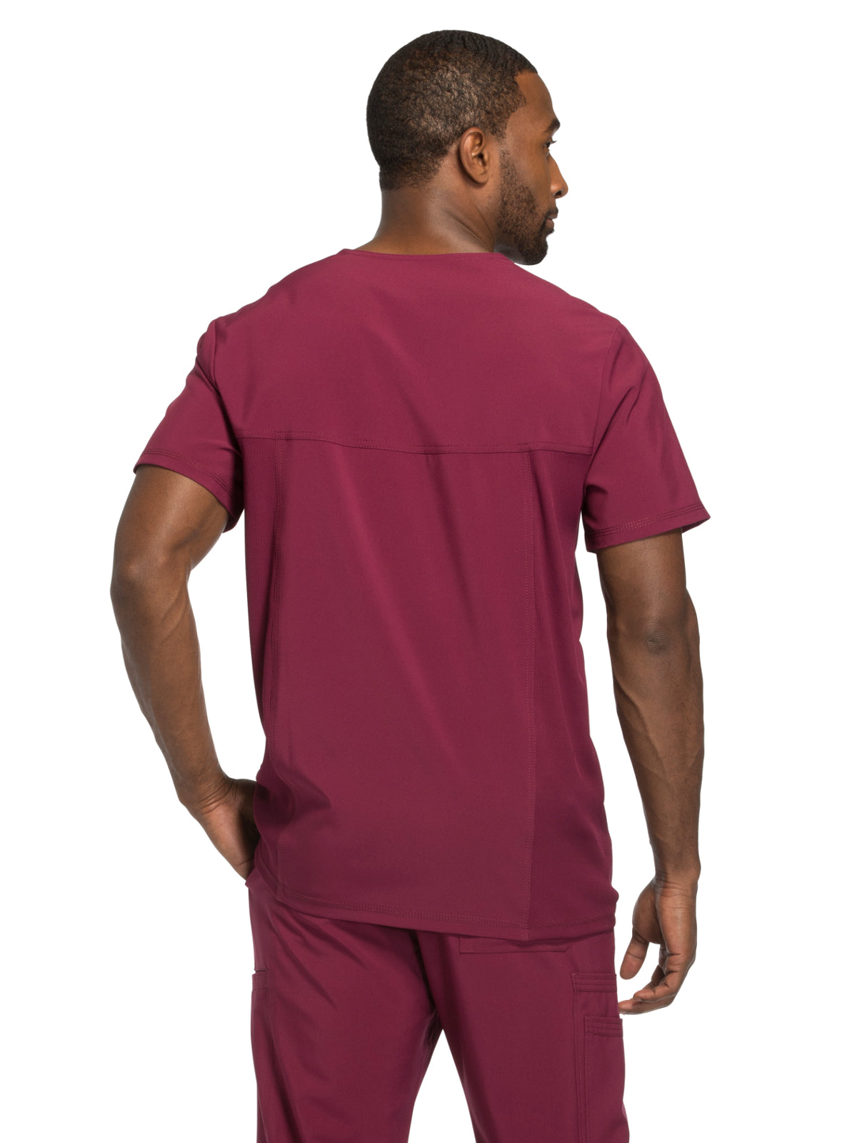 Men's Three-Pocket V-Neck Scrub Top - CK900A - Wine