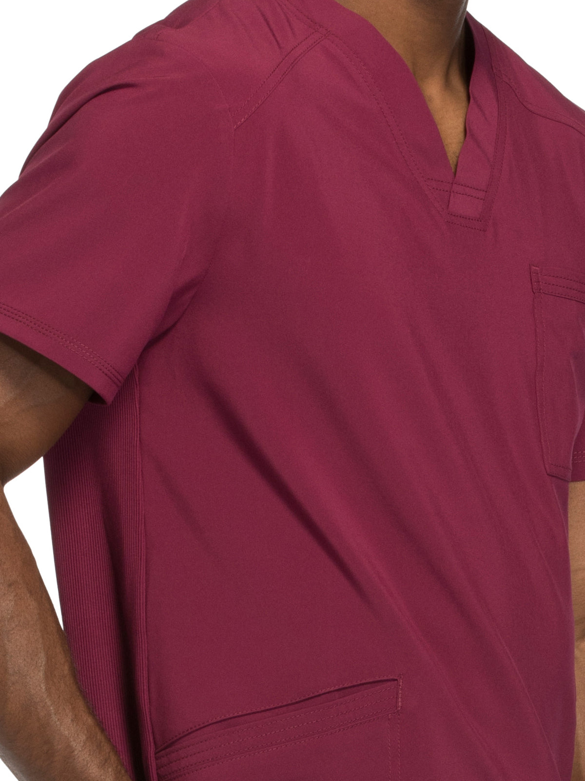 Men's Three-Pocket V-Neck Scrub Top - CK900A - Wine