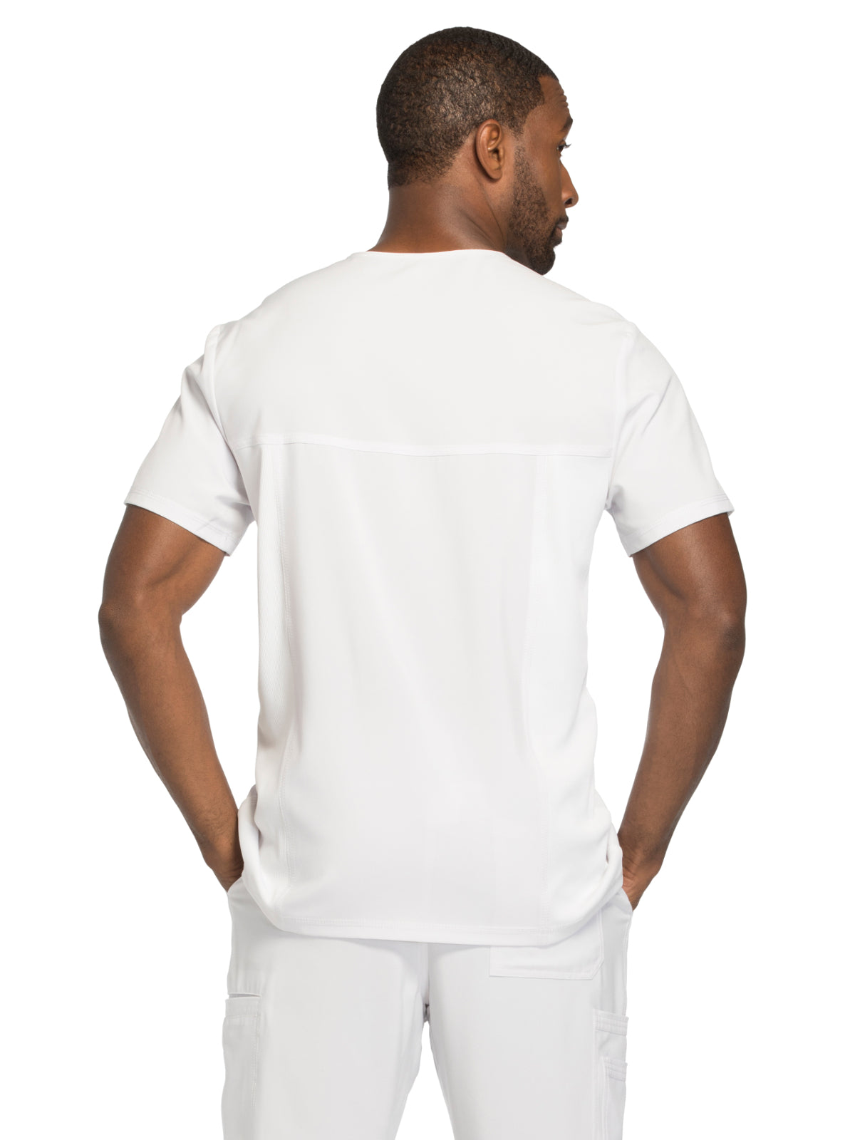 Men's Three-Pocket V-Neck Scrub Top - CK900A - White