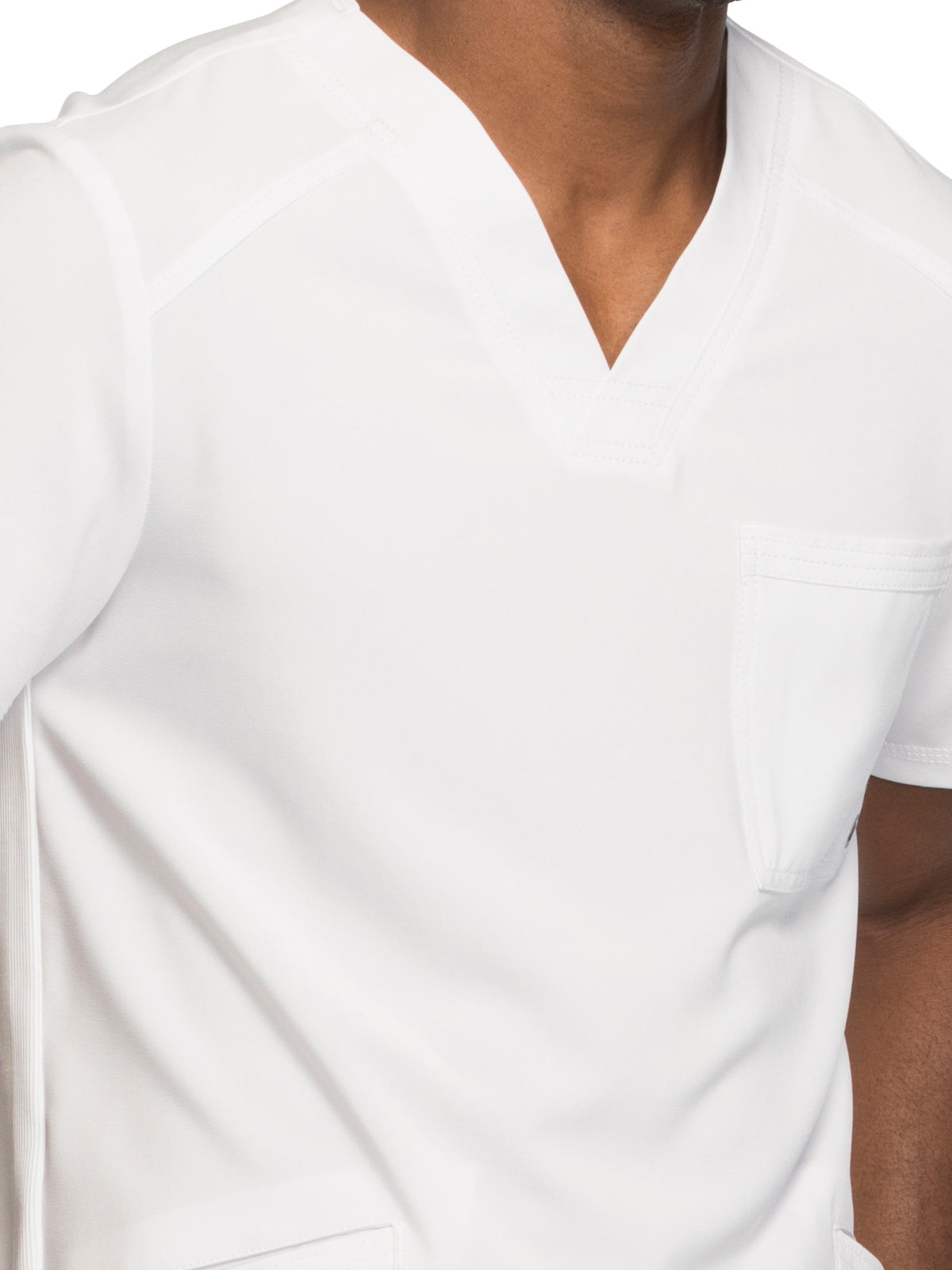 Men's Three-Pocket V-Neck Scrub Top - CK900A - White