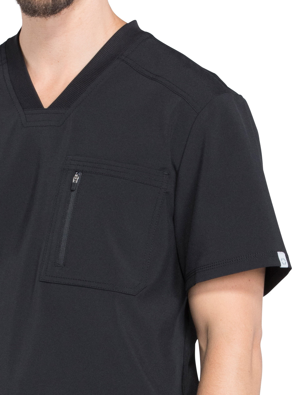 Men's Tuckable V-Neck Scrub Top - CK910A - Black