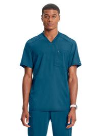 Men's 2-Pocket Tuckable V-Neck Top - CK910A - Caribbean Blue