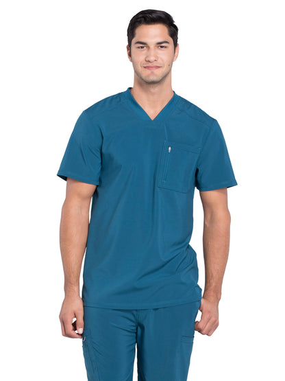 Men's Tuckable V-Neck Scrub Top - CK910A - Caribbean Blue