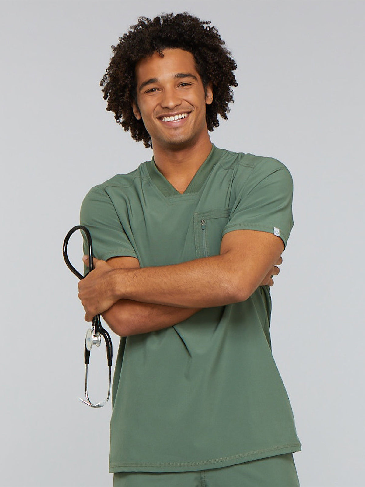 Men's Tuckable V-Neck Scrub Top - CK910A - Olive