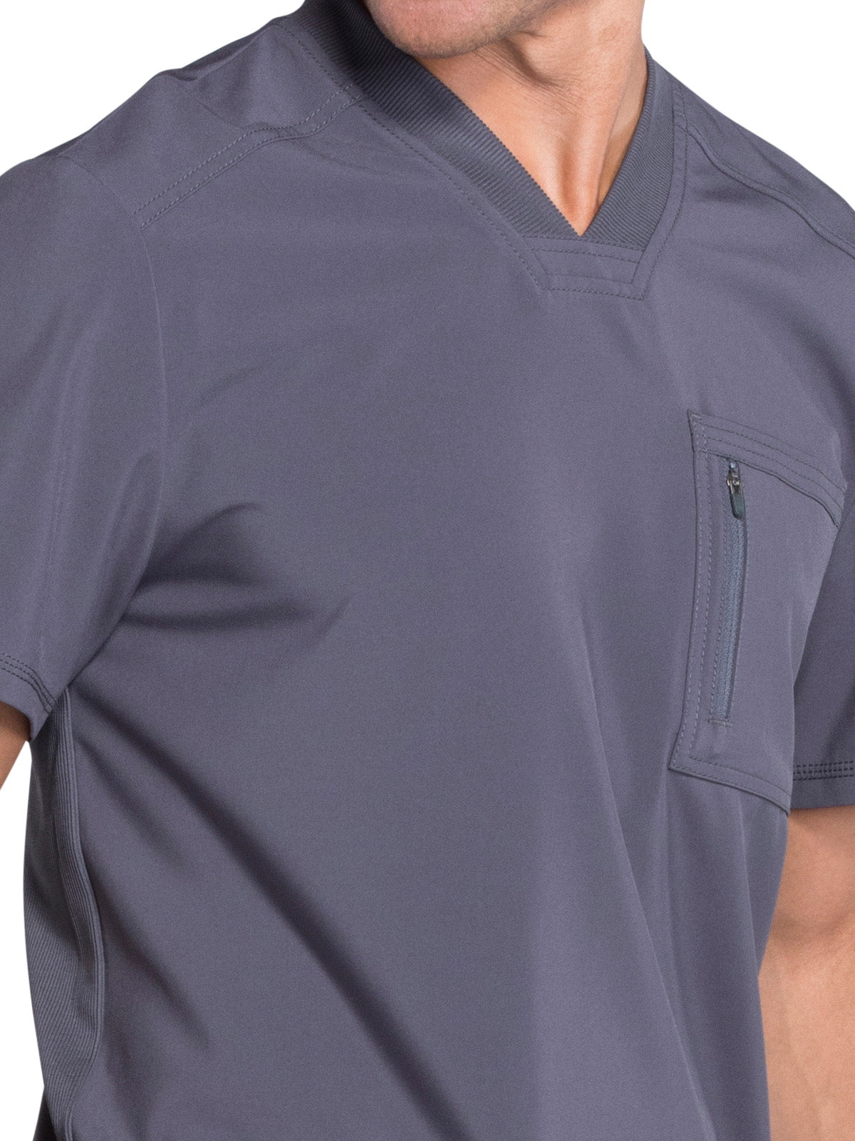 Men's Tuckable V-Neck Scrub Top - CK910A - Pewter