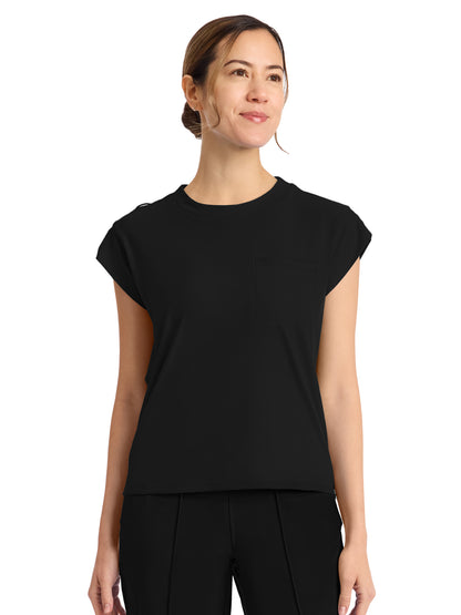 Women's 1-Pocket Crew Neck Top - CK936 - Black