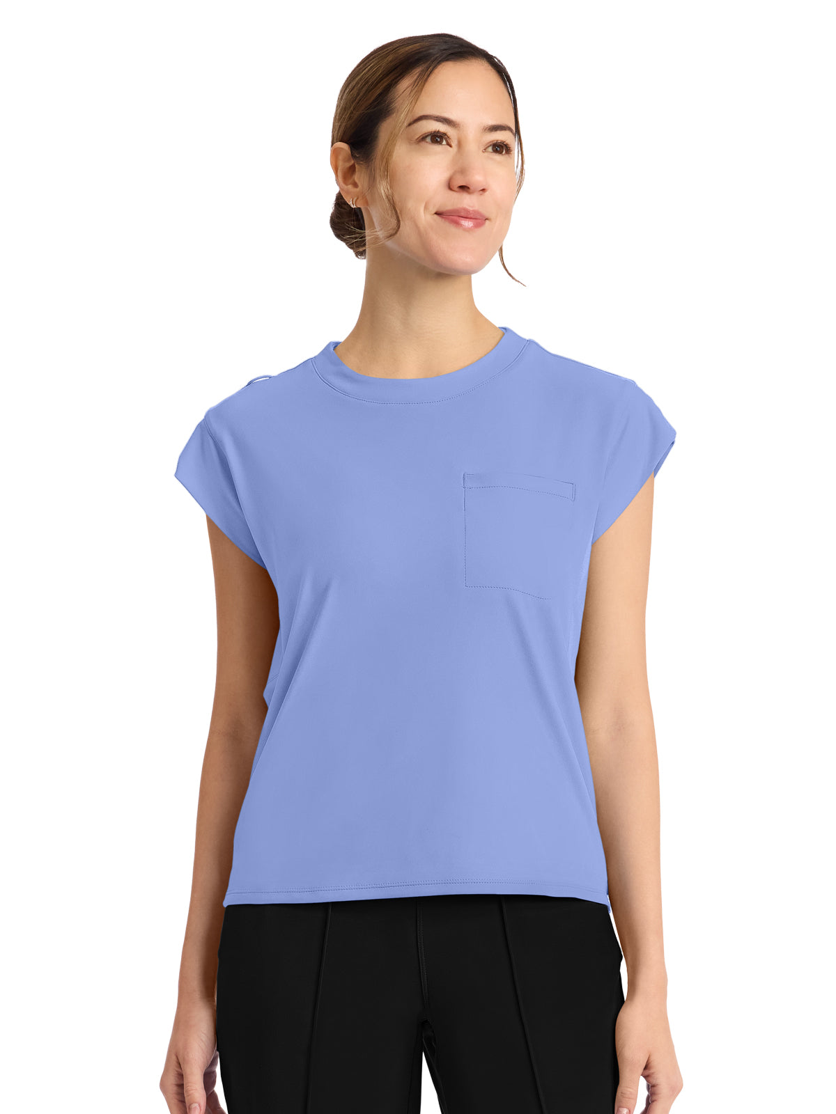 Women's 1-Pocket Crew Neck Top - CK936 - Ciel