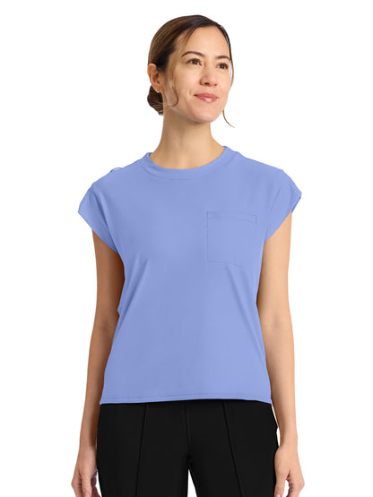 Women's 1-Pocket Crew Neck Top - CK936 - Ciel