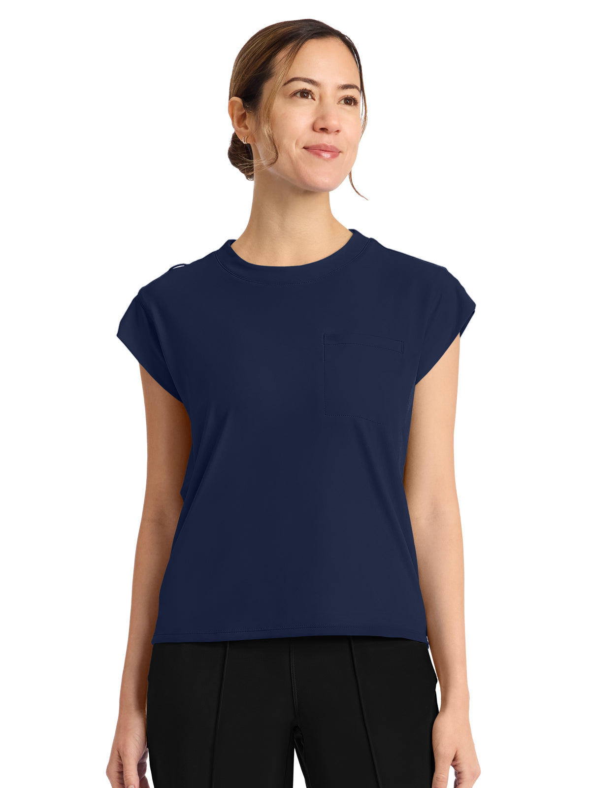 Women's 1-Pocket Crew Neck Top - CK936 - Navy