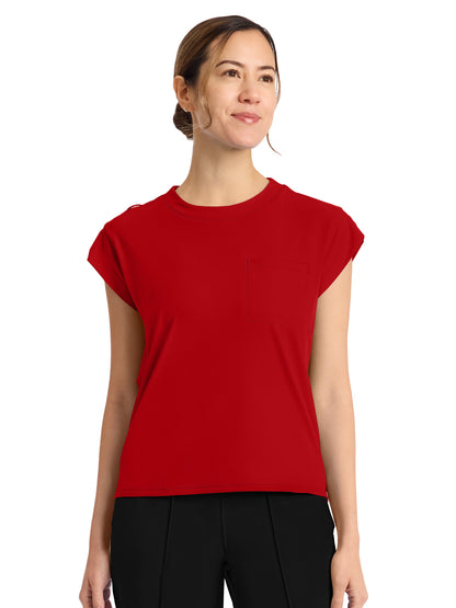 Women's 1-Pocket Crew Neck Top - CK936 - Red