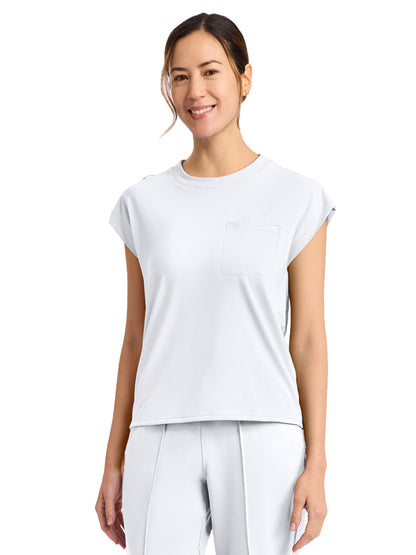 Women's 1-Pocket Crew Neck Top - CK936 - White