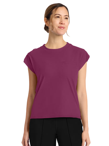 Women's 1-Pocket Crew Neck Top - CK936 - Wine