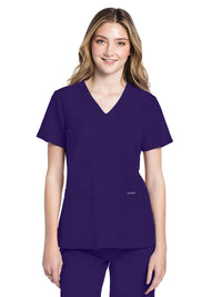 Women's 2-Pocket V-Neck Top - CK953A - Grape