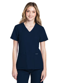Women's 2-Pocket V-Neck Top - CK953A - Navy