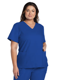 Women's 2-Pocket V-Neck Top - CK953A - Royal