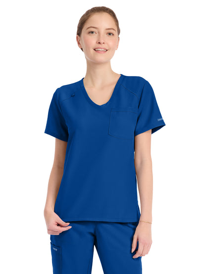 Women's 1-Pocket Tuck-In V-Neck Top - CK954A - Galaxy Blue
