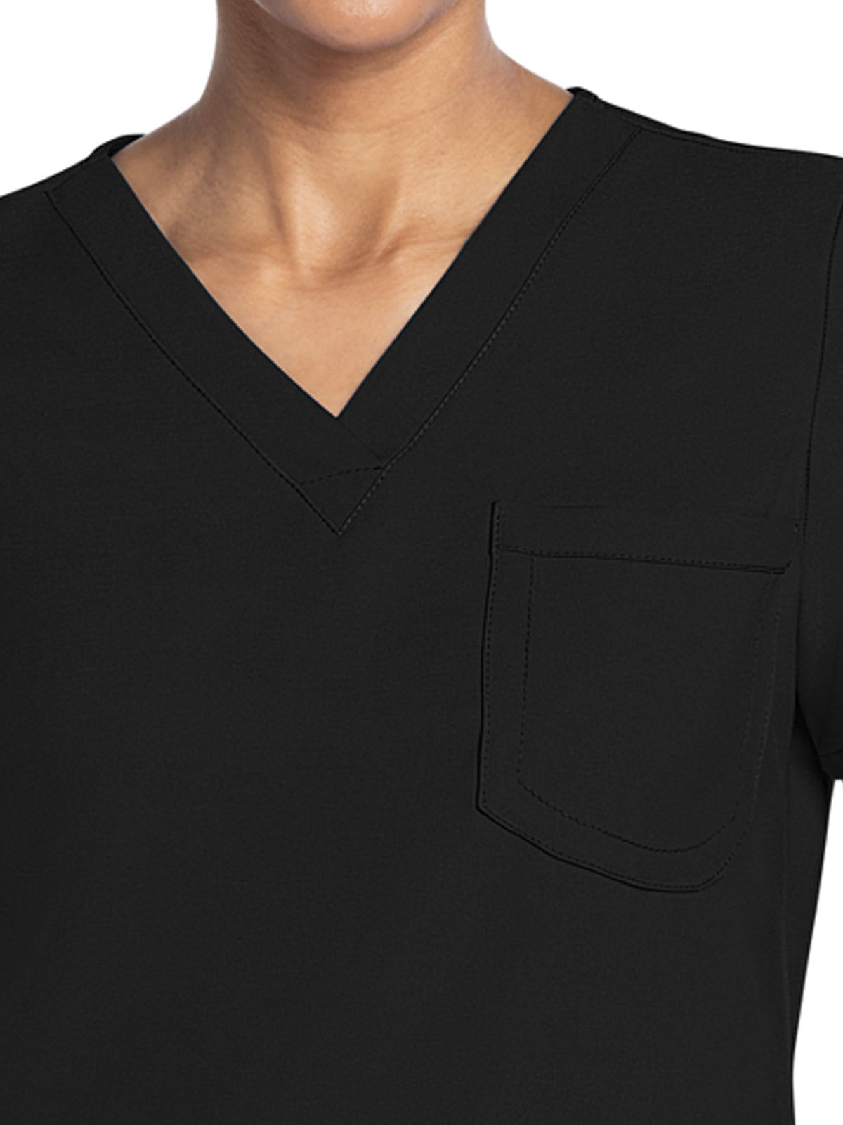 Women's 3-Pocket V-Neck Top - CK961A - Black