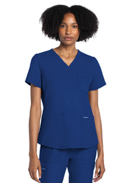 Women's 3-Pocket V-Neck Top - CK961A - Galaxy Blue