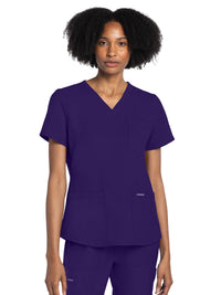 Women's 3-Pocket V-Neck Top - CK961A - Grape