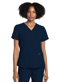 Women's 3-Pocket V-Neck Top - CK961A - Navy