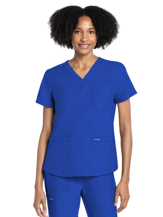 Women's 3-Pocket V-Neck Top - CK961A - Royal