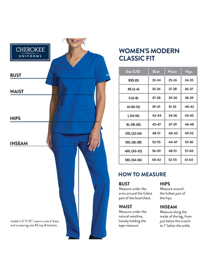 Women's 3-Pocket V-Neck Top - CK961A - Caribbean Blue