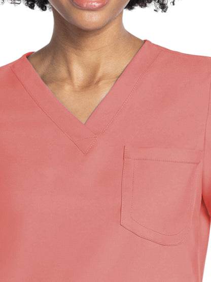 Women's 3-Pocket V-Neck Top - CK961A - Spiced Coral