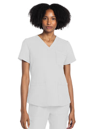 Women's 3-Pocket V-Neck Top - CK961A - White