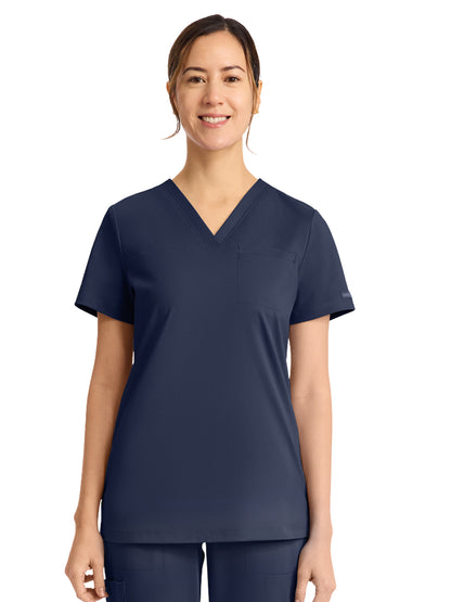Women's 1-Pocket V-Neck Top - CK963 - Navy