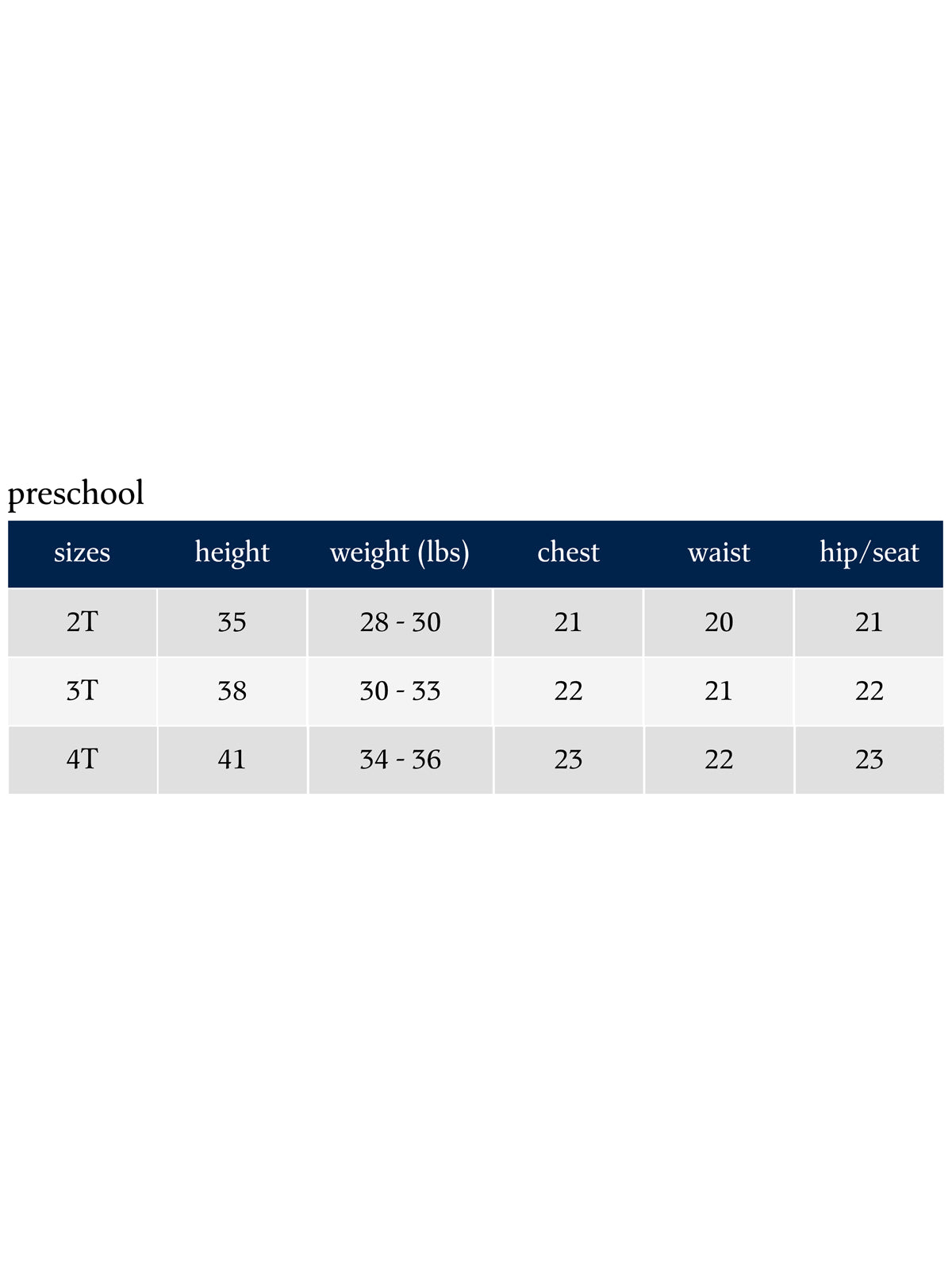 SIZECHART