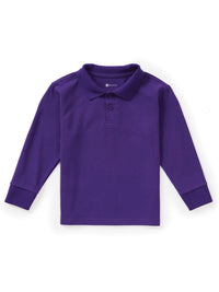 Children's Unisex Long Sleeve Pique Polo - CR835D - Dark Purple