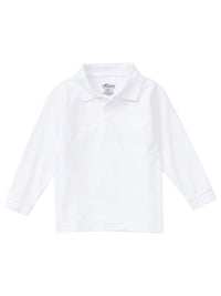 Children's Unisex Long Sleeve Pique Polo - CR835D - White