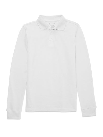 Unisex Long Sleeve Pique Polo - CR835X - White