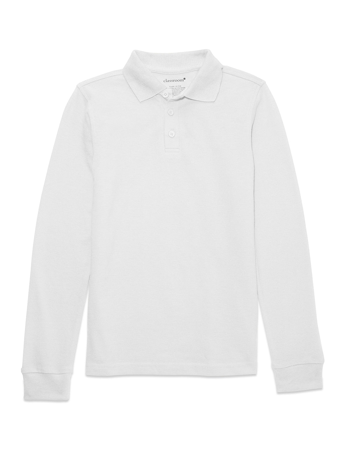 Unisex Long Sleeve Pique Polo - CR835X - White